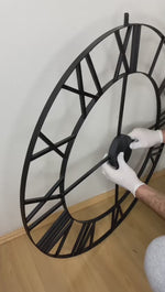 Farmhouse Large Wall Clock Pure Metal Vintage Decorative Large Oversized 36Inc (90 Cm)Black