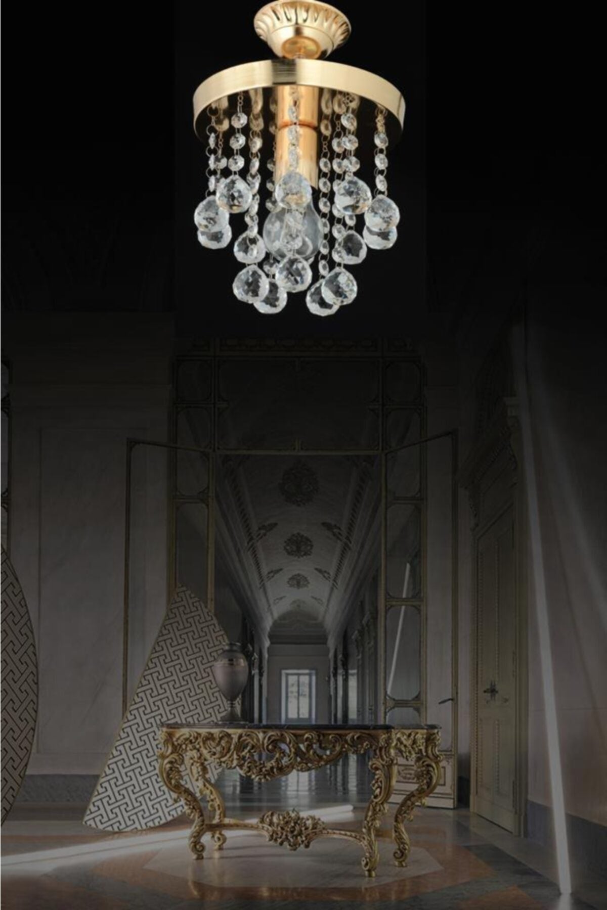 Biga Single Gold Stone Chandelier