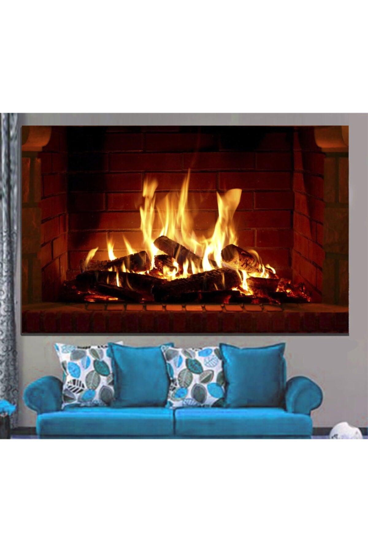 Led Lighted Fireplace Patterned Canvas Painting - Swordslife