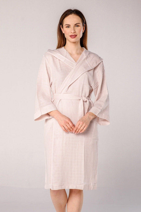 Başak Embroidered Muslin Beach Robe Light Pink - Swordslife