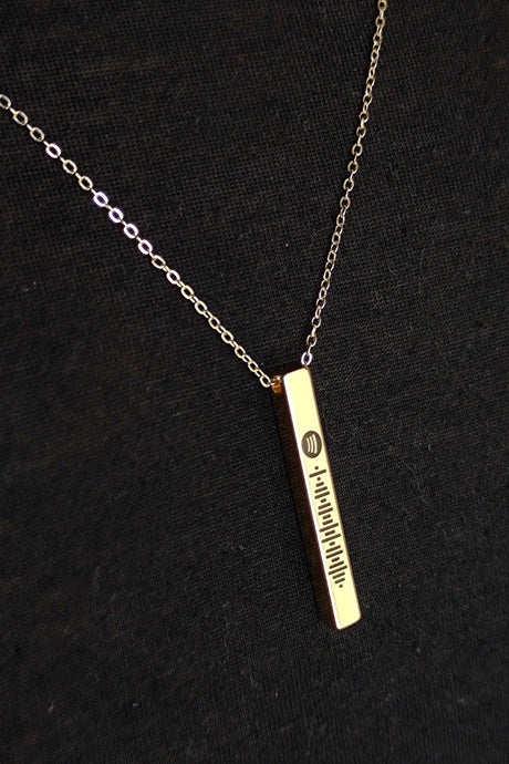 Unisex Spotify Coded Gold Color Bijouterie Stick Bar Necklace Chain - Swordslife