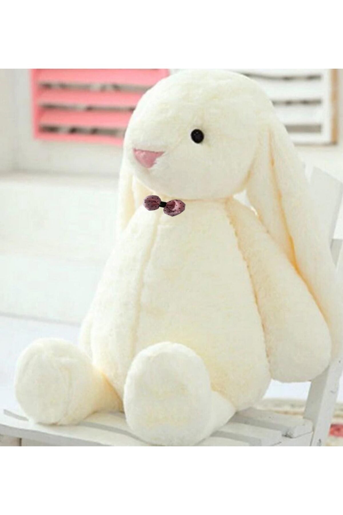 Sleeping Friend Long Ear Bunny Plush Rabbit With Bow Tie 65 Cm
