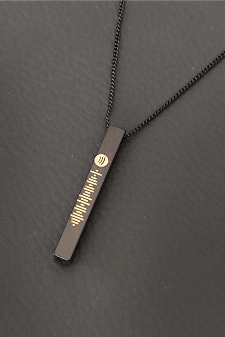 Unisex Spotify Coded Black Color Bijouterie Stick Bar Necklace Chain - Swordslife