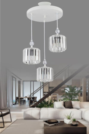 Maya 3-Piece White Y-10 Stone Chandelier