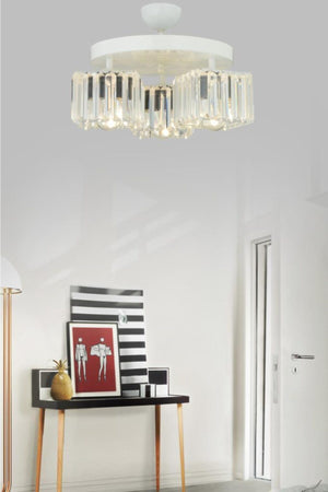 Lara 3-Piece White Plaf.K-10 Crystal Stone Chandelier