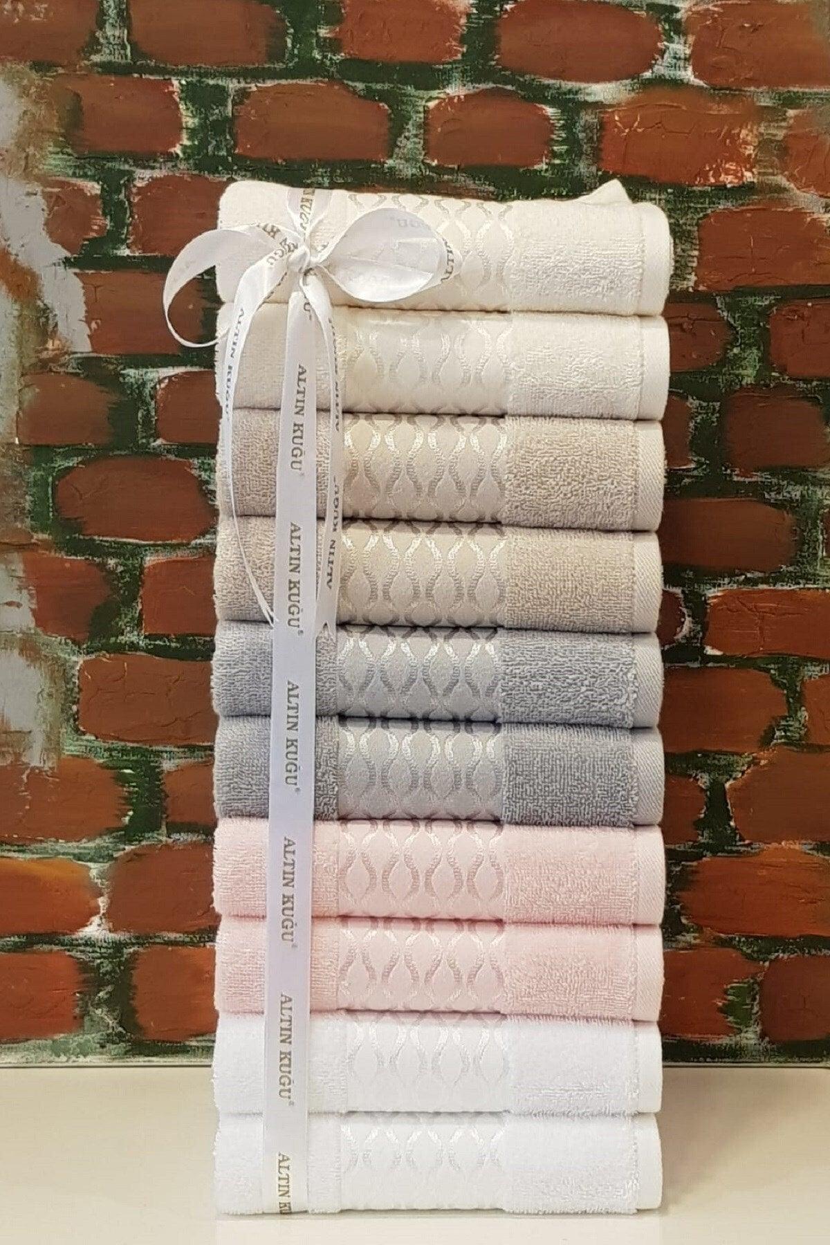 Elissa Towel 10 Pcs - Pink White Gray Stone Cream - Swordslife