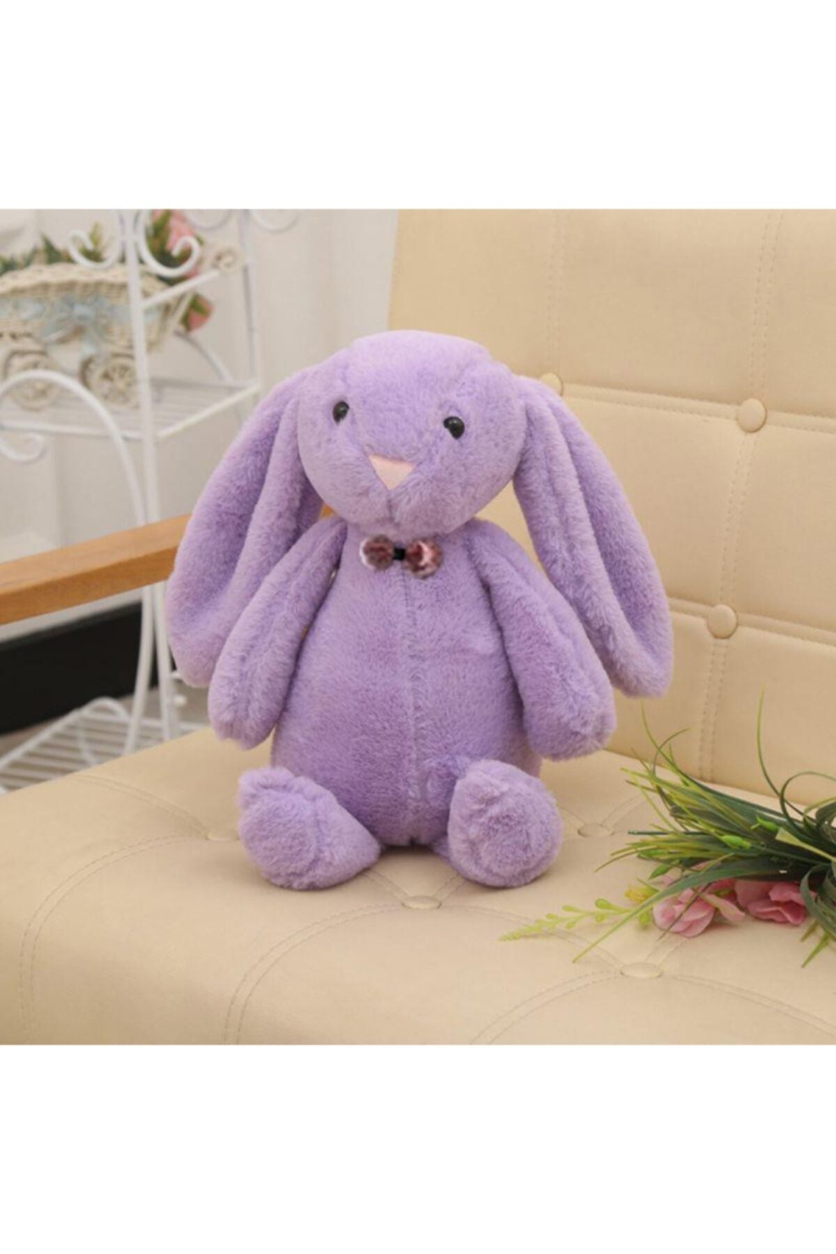Sleeping Friend Long Ear Bunny Plush Rabbit With Bow Tie 65 Cm