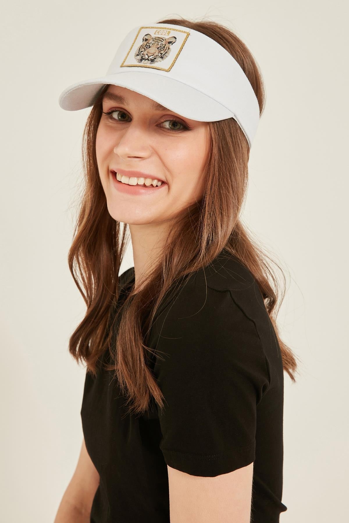 14096 Tiger Crest White Visor Hat