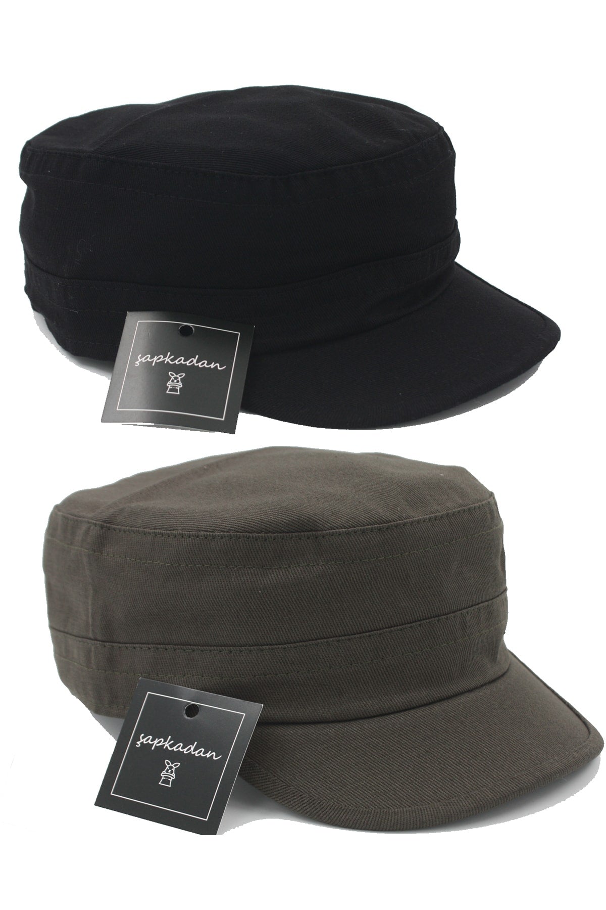 Castro Black And Khaki Hat Double Set Kastro Set Unisex