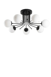 Luxury Design Modern Sports Trend Model Glop Glass Black Seven-Piece Chandelier