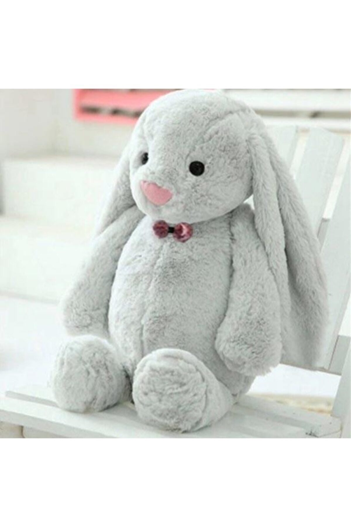 Sleeping Friend Long Ear Bunny Plush Rabbit With Bow Tie 65 Cm