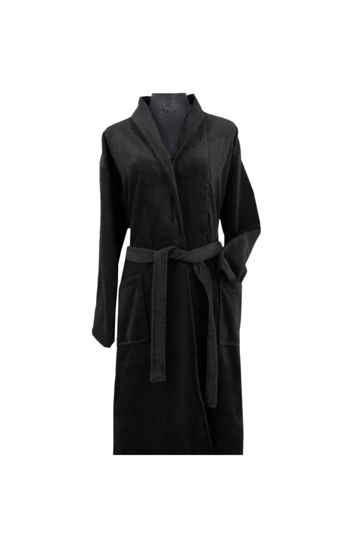 Cotton Velvet Unisex Bathrobe -basic Black/m - Swordslife