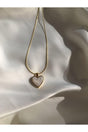 Women's Gold Plated Pearl Heart Necklace - Swordslife