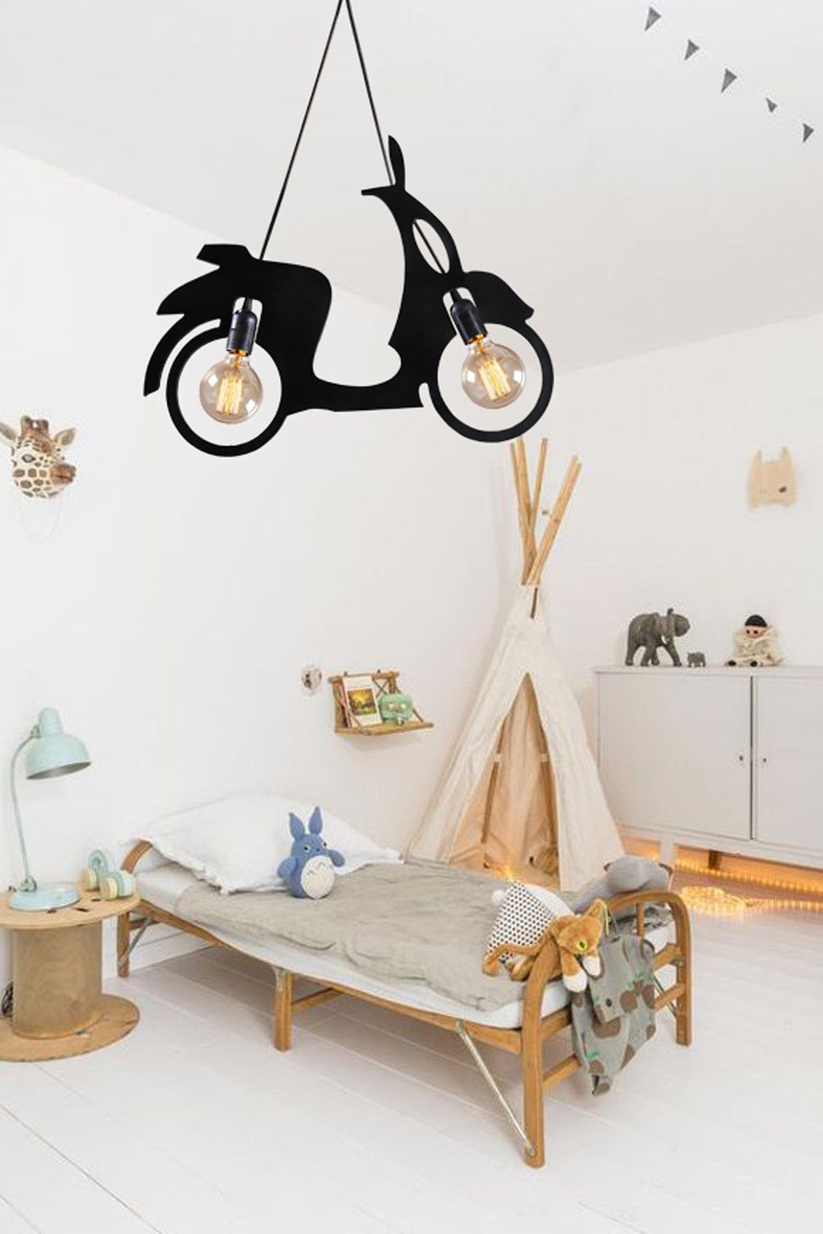 Scooter Motor Bicycle Chandelier Pendant Lamp Modern Rustic Decorative Lamp Teen-Kid'S Room