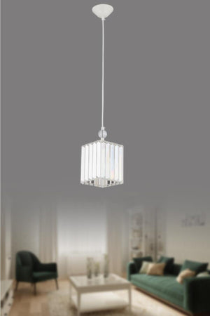 Dolunay Single White K-15 Crystal Stone Plumbing Chandelier