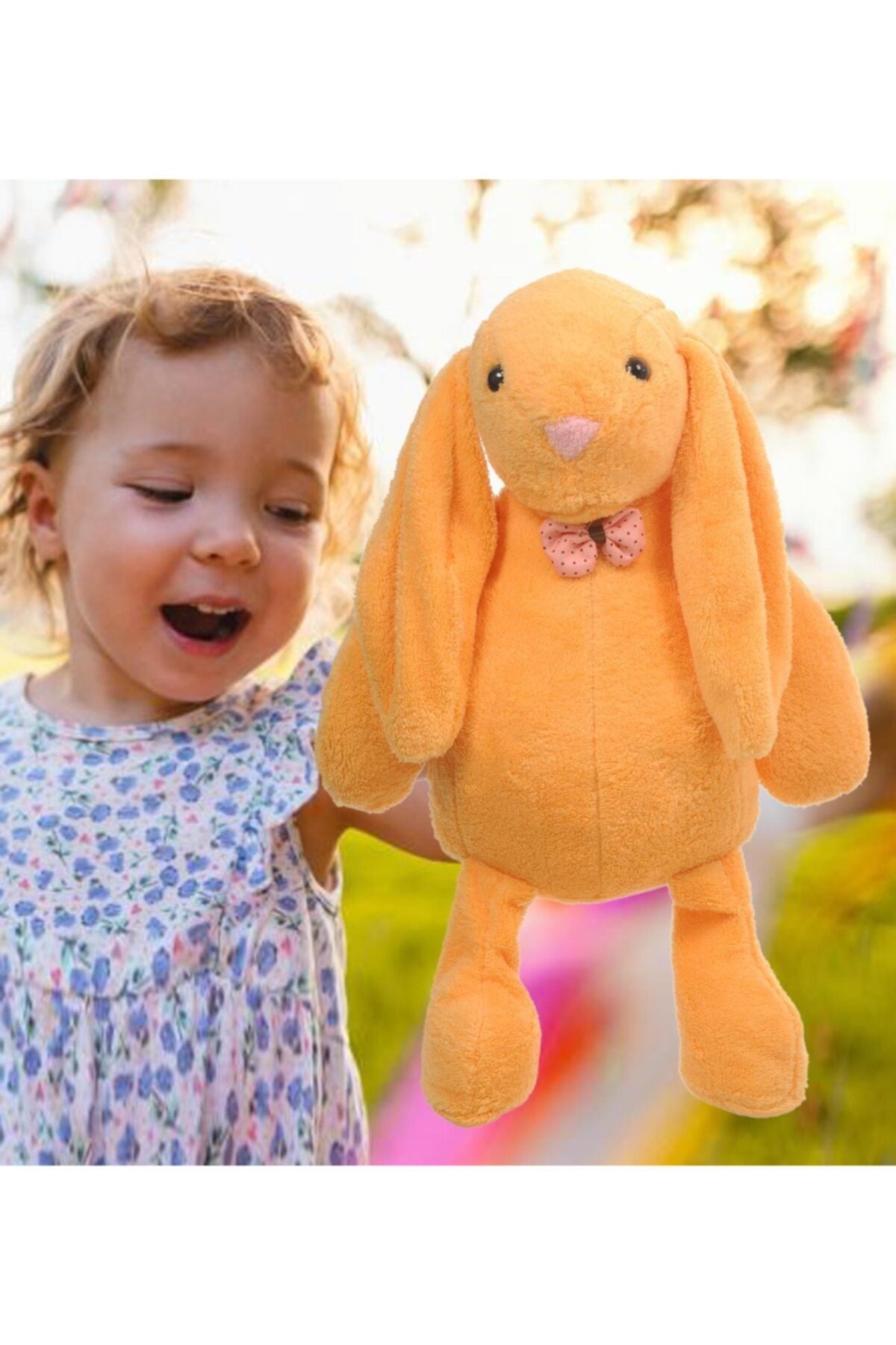 Sleeping Friend Long Ear Bunny Plush Rabbit With Bow Tie 65 Cm