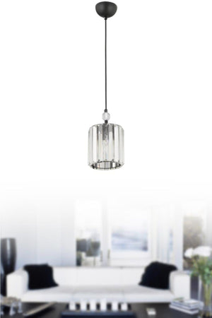 Dolunay Single Black Y-15 Crystal Stone Plumbing Chandelier