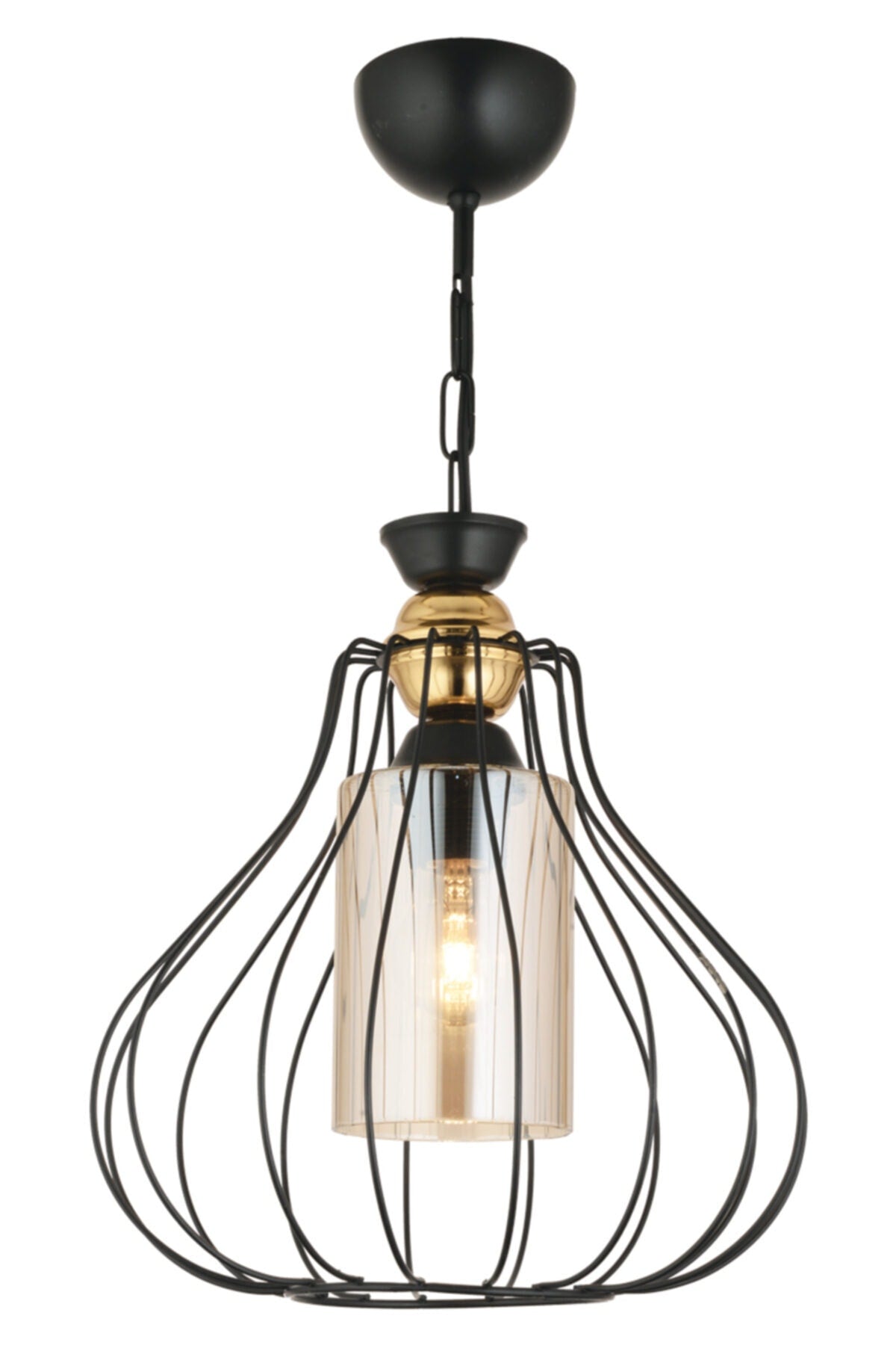 Single Large Planet Black Modern Downward Facing Chandelier