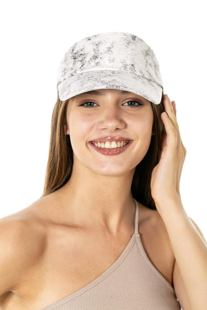14127 Black And White Patterned Visor & Tennis Hat