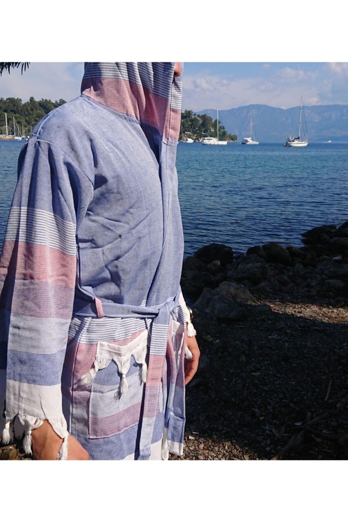 Men's Peshtemal Bathrobe - 100% Cotton; Suitable for Pool, Sea, After Shower Use - Swordslife