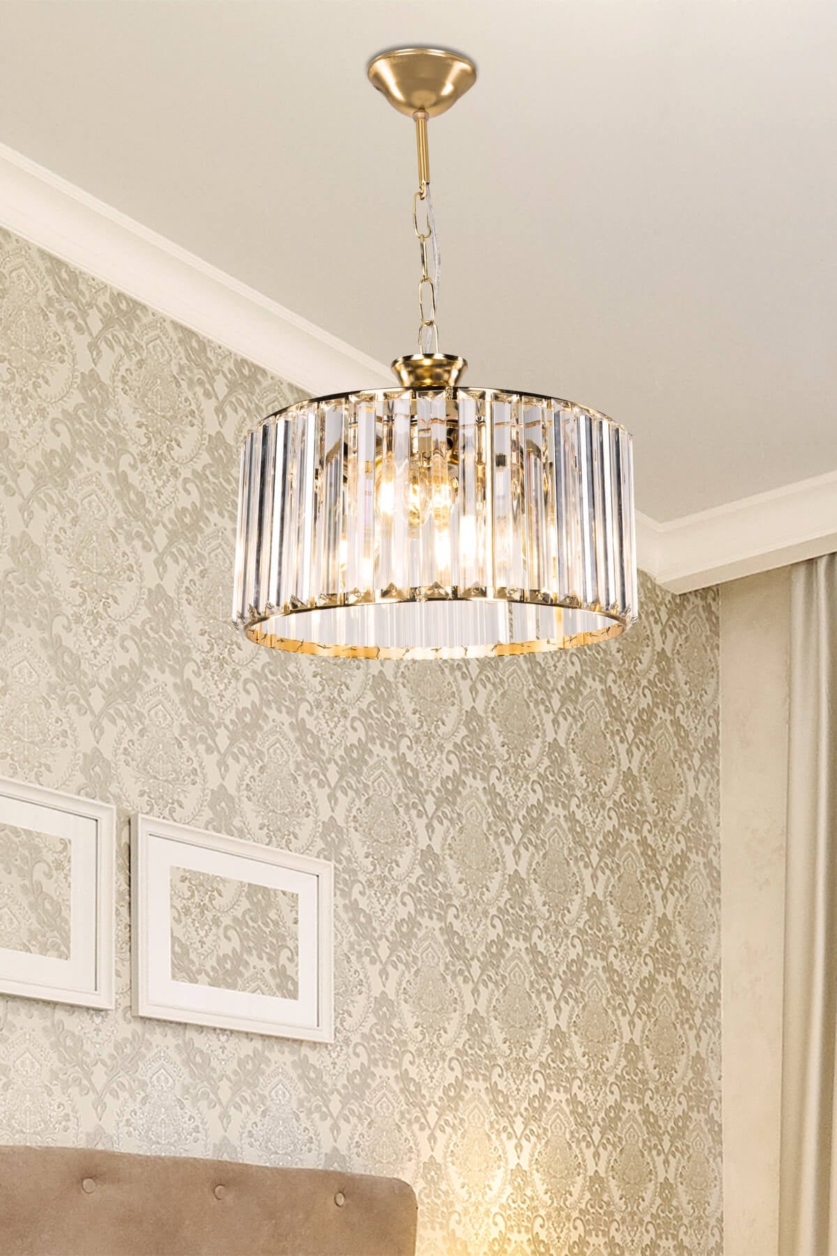 Asrın Kristal Gold 3-Piece Living Room Living Room Dining Room Kitchen Bedroom Chandelier