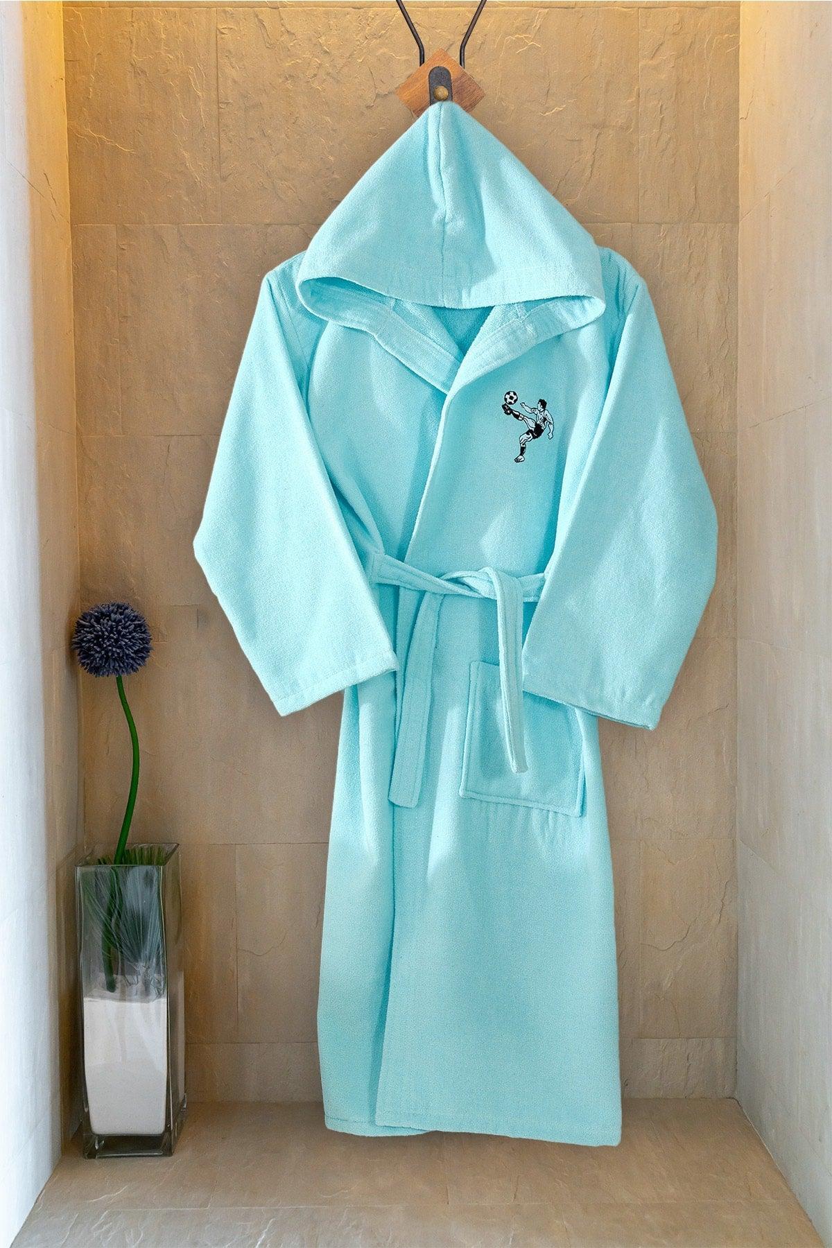 100% Cotton Young Bathrobe Water Green - Swordslife