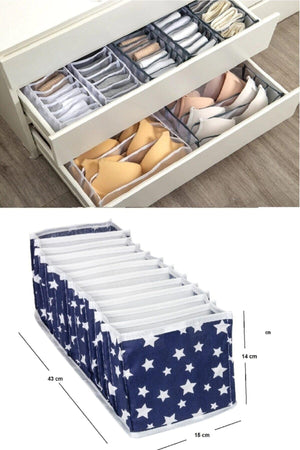 1 Pcs 11 Compartment Blue Star Patterned Multi-Purpose Accordion Drawer And Cabinet Organizer - Swordslife