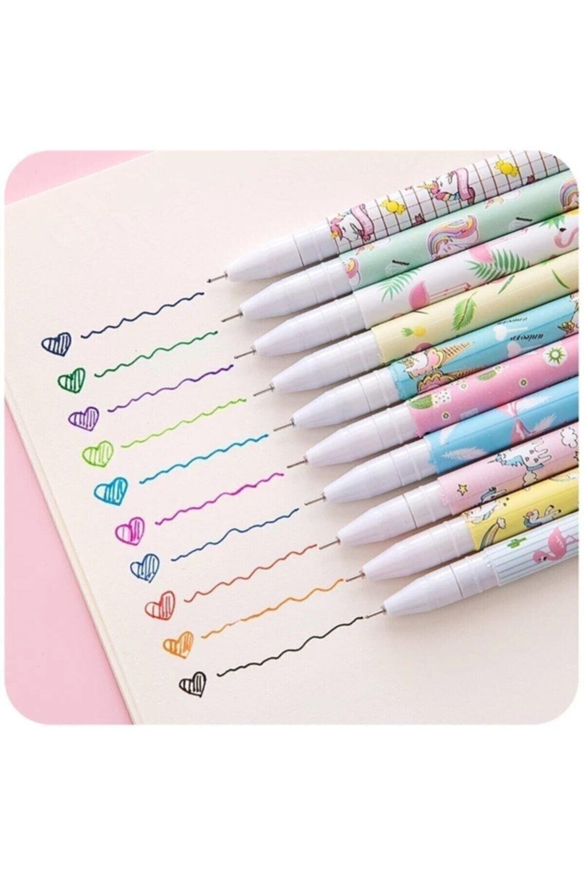 Set of 10 Gel Unicorn-flamingo Pens