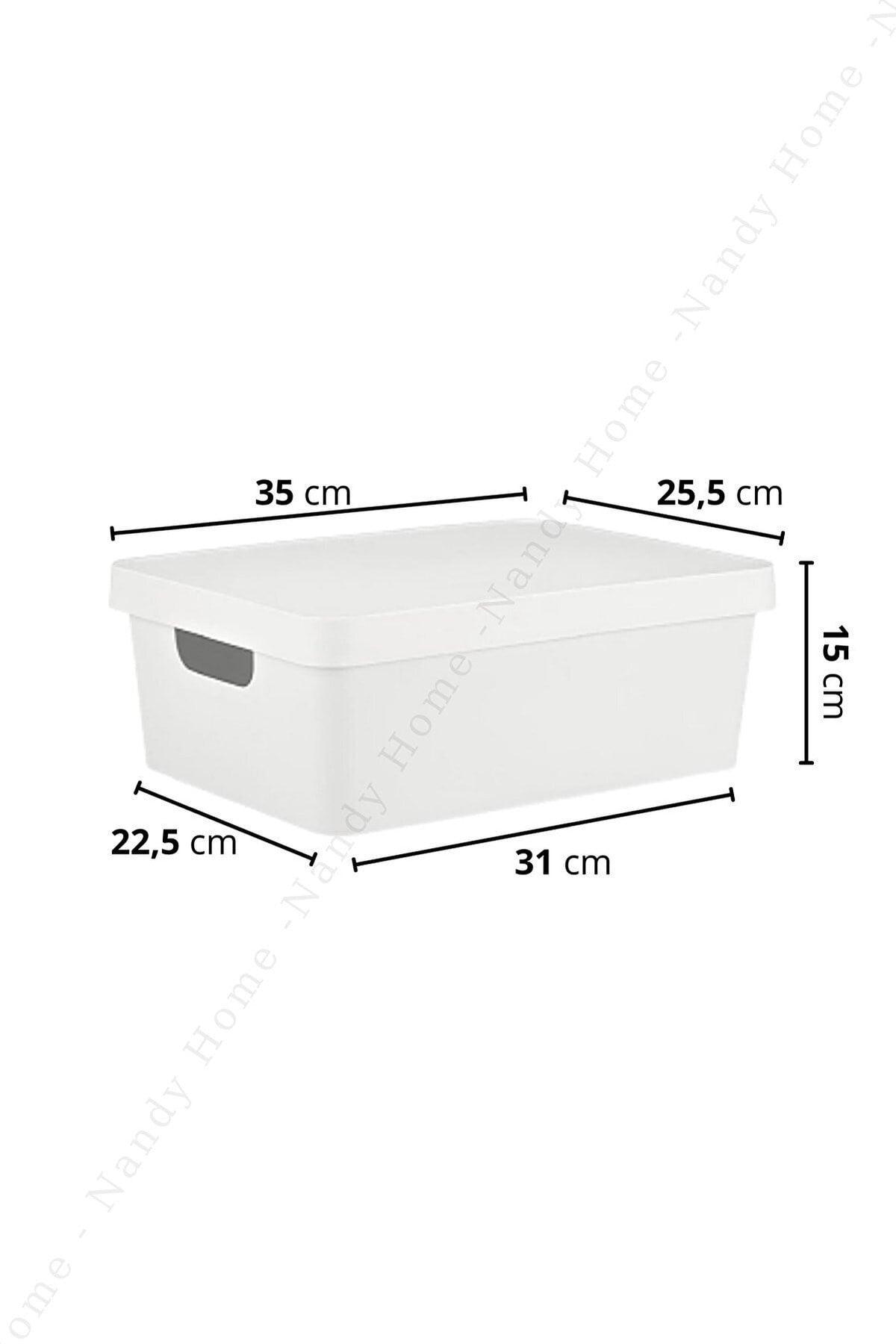 10 Lt Decorative Organizer Box with Lid 6 Pieces White - Swordslife