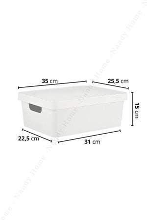 10 Lt Decorative Organizer Box with Lid 6 Pieces White - Swordslife