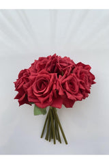 10 Lux 1st Quality Rose Bouquet Bridal Bouquet Wedding Engagement Henna Vase Realistic Artificial Flower 25 Cm - Swordslife