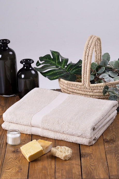 100% Cotton Beige Set of 2 Bath Towels - Set of 2 90x150 - Swordslife