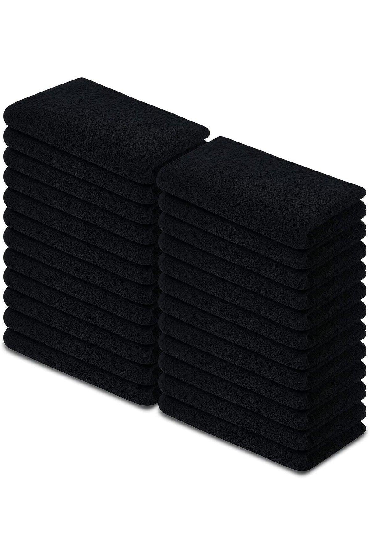 100% Cotton Hand Face Towel 6 Pcs. Black Towel