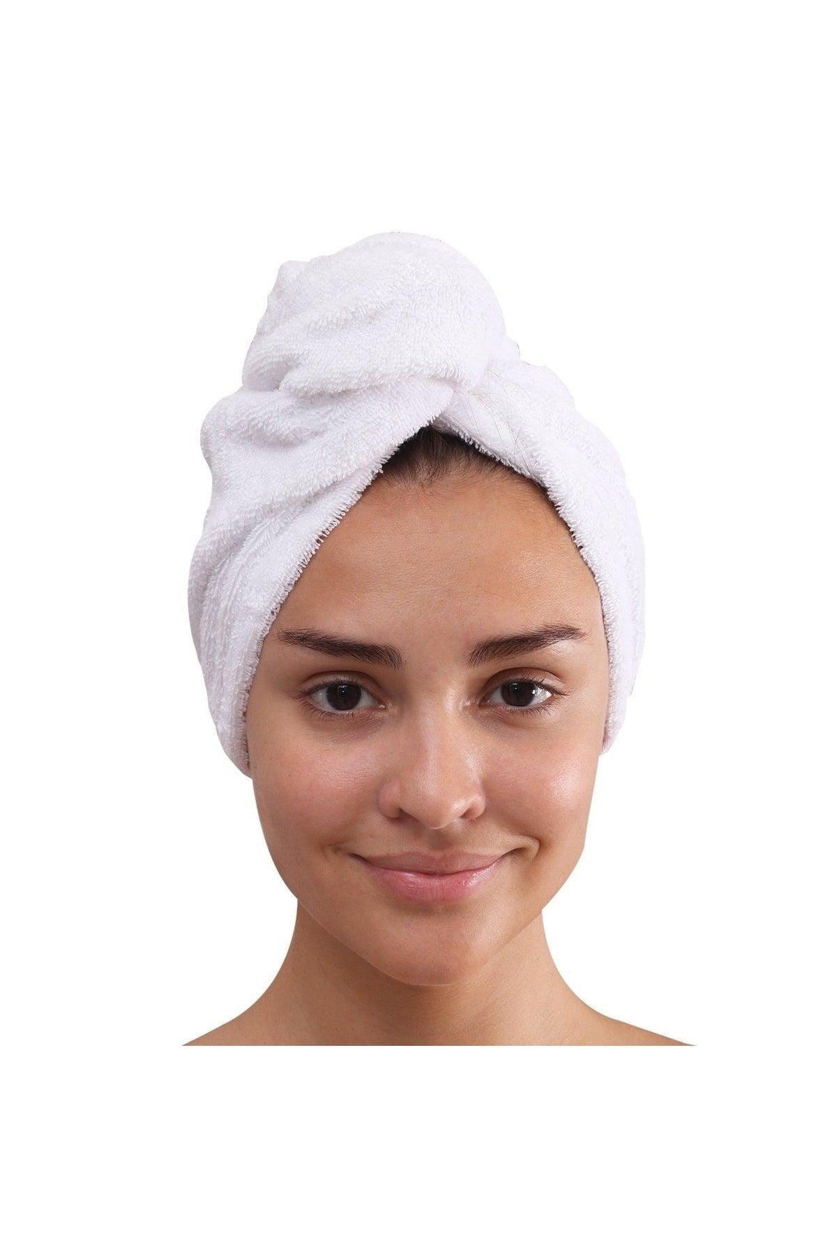 100% Cotton White Straight Eponge Button Towel Hair