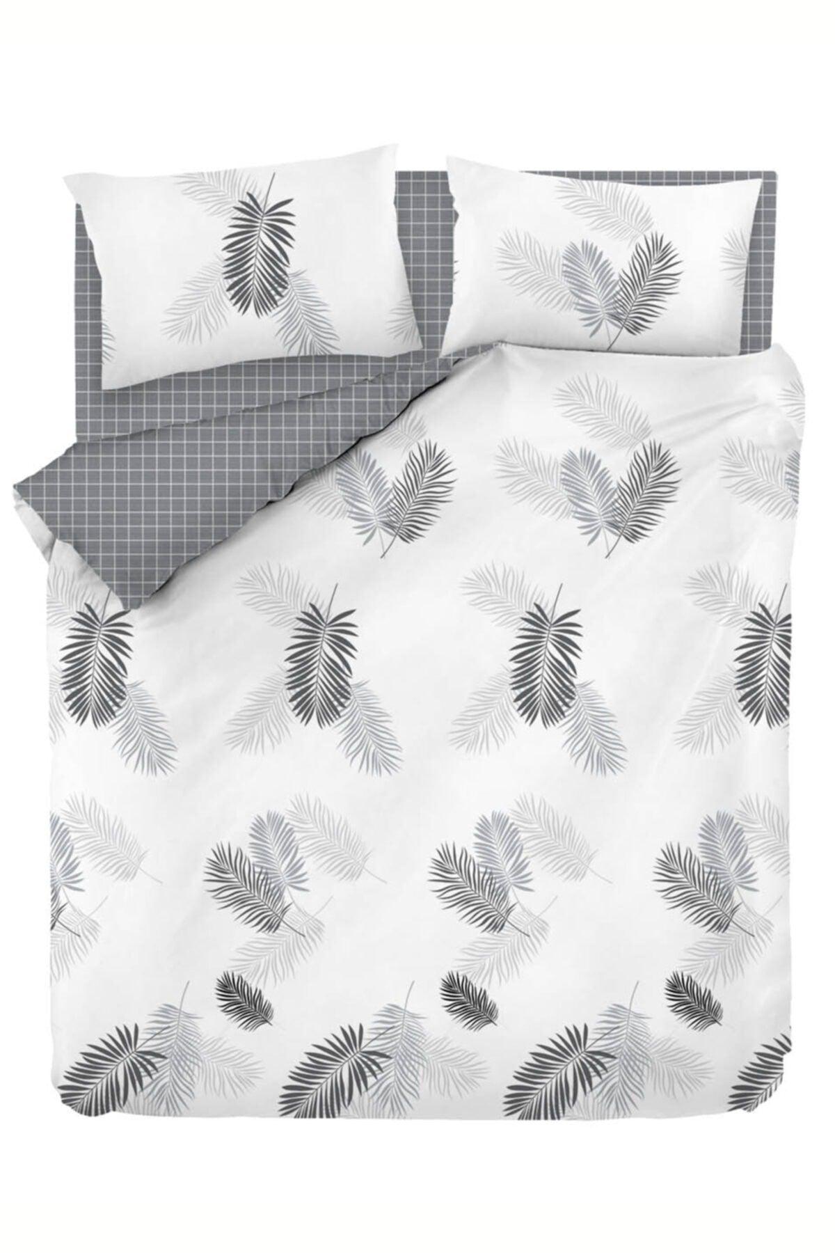 100% Natural Cotton Double Duvet Cover Set Pipong White-Grey - Swordslife