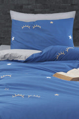 100% Natural Cotton Duvet Cover Set Single Printed Dide Blue - Swordslife