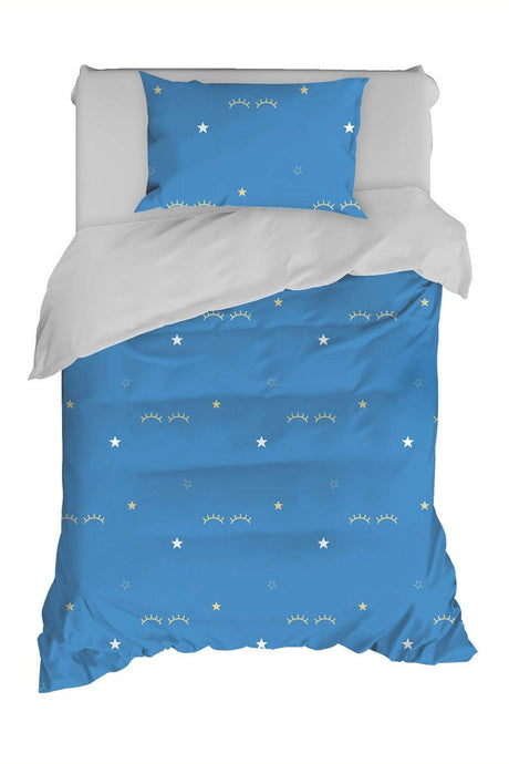 100% Natural Cotton Duvet Cover Set Single Printed Dide Blue - Swordslife