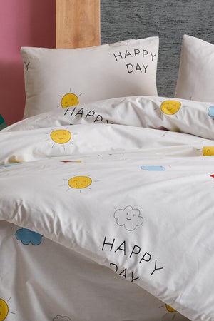 100% Natural Cotton Duvet Cover Set Single Papçik Combination White - Swordslife