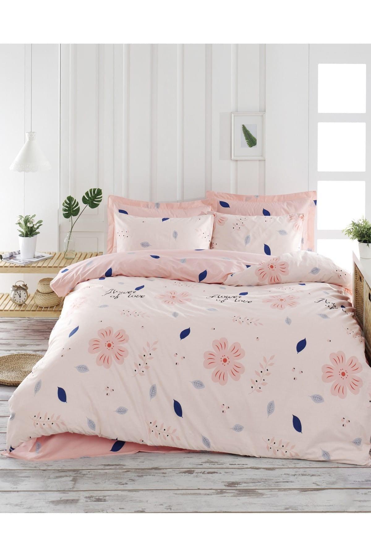 100% Natural Cotton Single Duvet Cover Set FlowerOfLove Powder - Swordslife