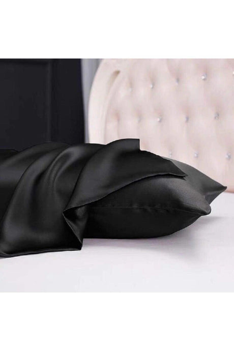 100% Silk Cotton Satin Pillow Cover Black Color 50x70cm - Swordslife