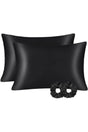 100% Satin 50x70 Cm 2 Pieces Satin Pillow Cover & 2 Pieces Buckle Black Color - Swordslife