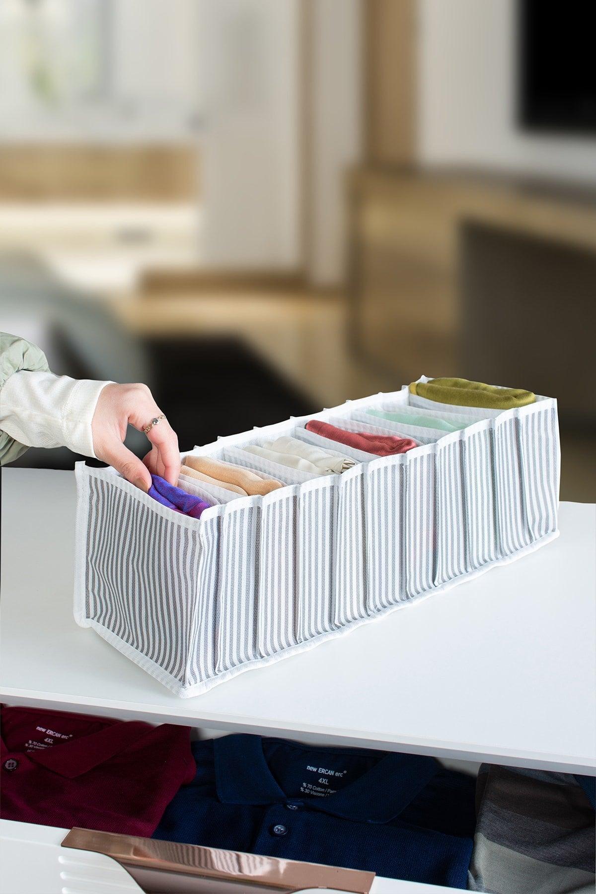 Gray Lined Organizer Organizer With 11 Compartments In The Drawer - Medium 15 X 43 X 14 - Swordslife