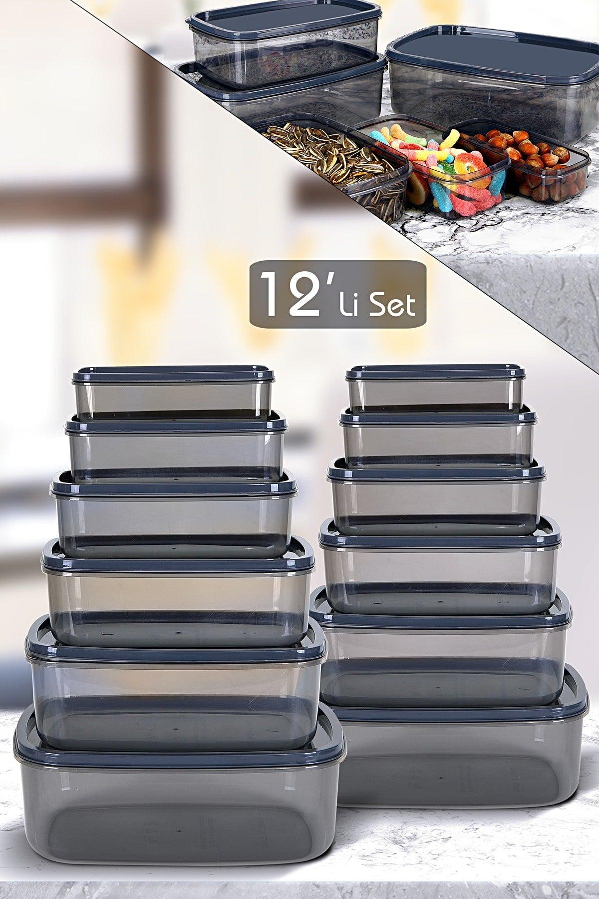 Set of 12 Rectangular Sweet Storage Container Set - Platin Series - Swordslife