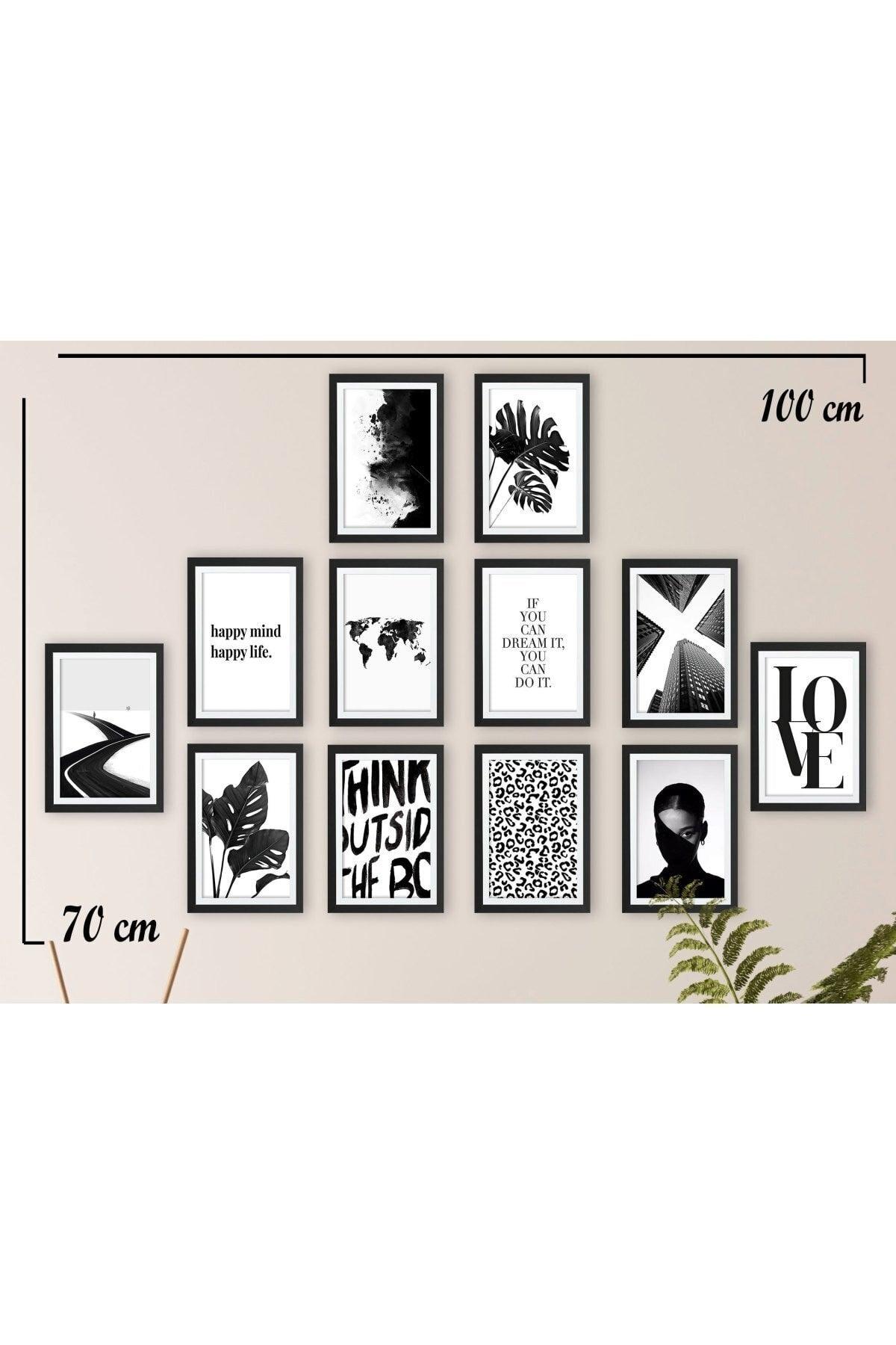 Set of 12 Wall Art Decorative Wall Paintings (Black Frame Look) - Swordslife