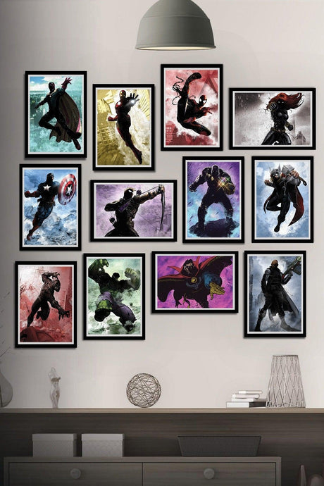 12 Piece Frame View Marvel Avengers Avengers And Thanos Mdf Painting Set (80x80 Cm) - Swordslife