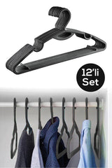 12 Pieces Plastic Hanger - Clothes Shirt Trousers Hanger Black Hanger - Swordslife