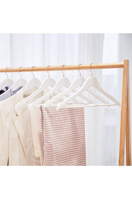 12 Pieces White Wooden Look Hanger Clothes Shirt Hanger with Gold Hook - Swordslife