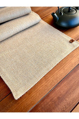 136x36cm Rectangular Mesh Jute Runner Ranır / Salon Küche Tischdecke / Konsolenabdeckung - Natürlich - Swordslife