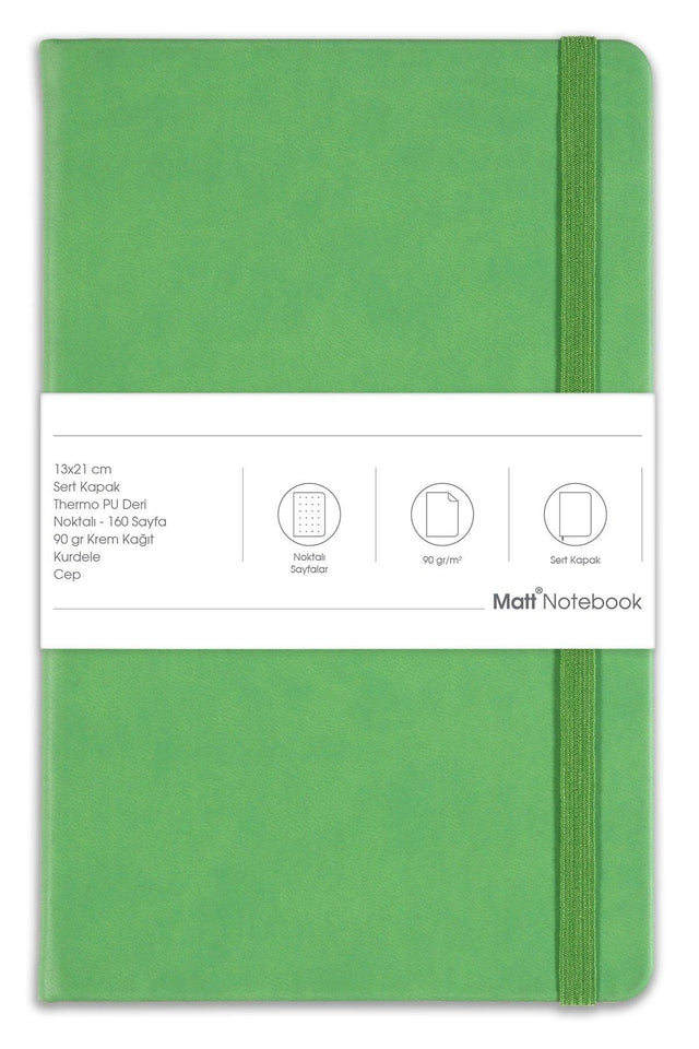 13x21 Rubber Notebook Dotted Green