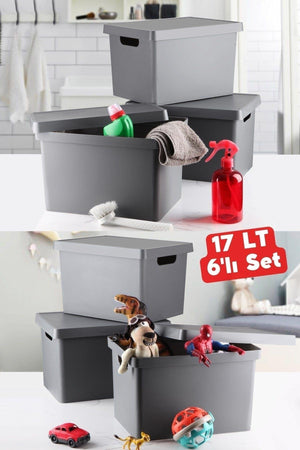 17 Lt Decorative Organizer Box with Lid 6 pcs - Swordslife